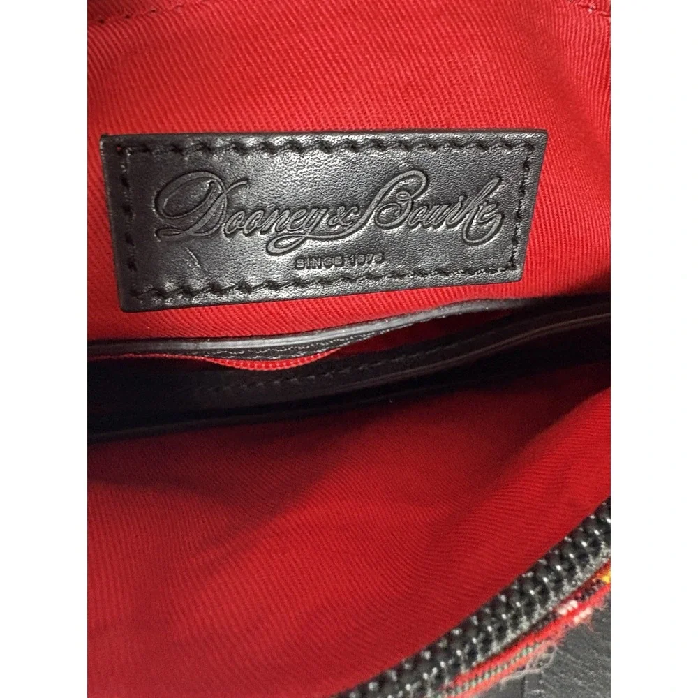 Vintage Y2K Dooney Bourke Red Tartan Plaid Crossbody Shoulder Bag Leather Trim